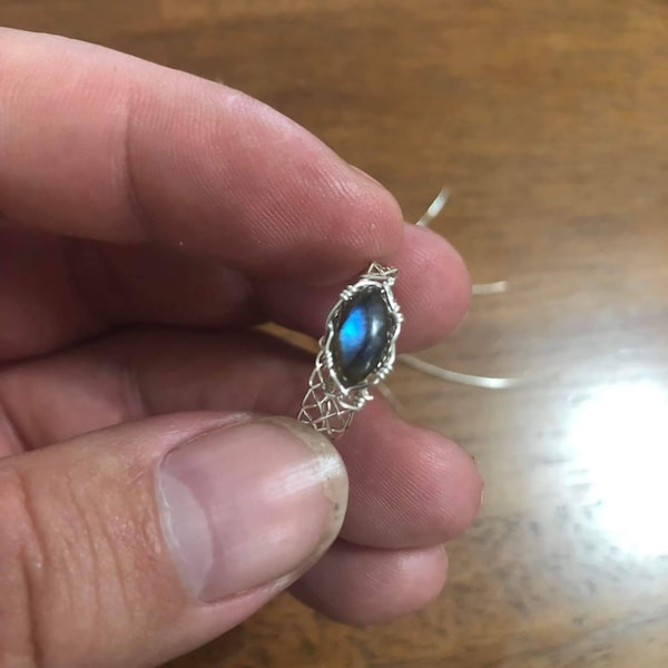 Wire Wrapped Labradorite Ring