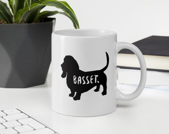 Basset Dog Coffee Mug, Basset Personalized Coffee Mug, Basset Custom Dog Coffee Mug, Dog Mom Gift, Dog Lover Gift, Basset Gifts For Women
