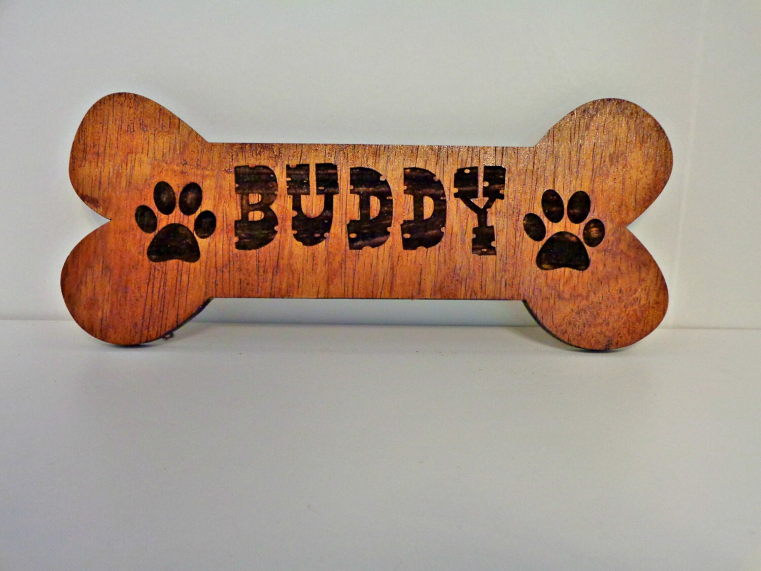 Dog Name Plaque Rustic Personalized Large Bone Name Plate Etsy