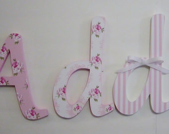 Wood Letters-Nursery Decor-Shabby Chic Pink- Price per letter-Custom made