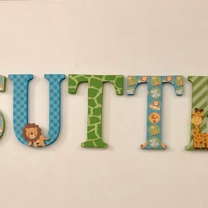 Wood Letters-Nursery Decor- Jungle animals themed- Price Per Letter-Custom made -Other Colors available