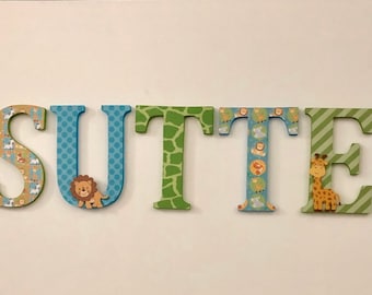 Wood Letters-Nursery Decor- Jungle animals themed- Price Per Letter-Custom made -Other Colors available