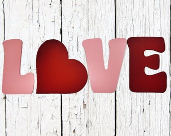 Valentines Decor, LOVE letters, Wood,painted,Many sizes available