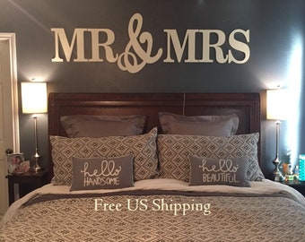 MR & MRS Wood Letters: Painted Wall Decor