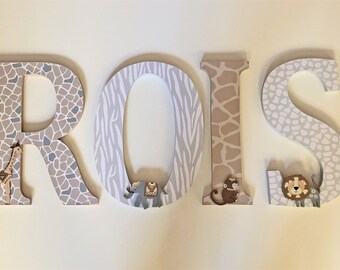 Jungle Animal Wood Nursery Letters - Custom Colors
