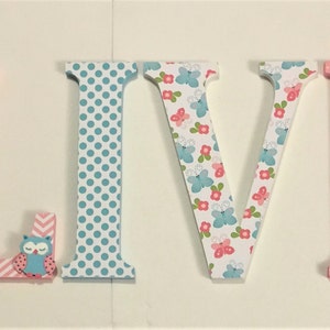 Wood Letters-Nursery Decor Owl Themed Price Per Letter-Custom made Many other designs available image 2