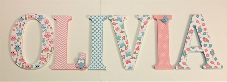 Wood Letters-Nursery Decor Owl Themed Price Per Letter-Custom made Many other designs available image 2