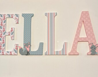Woodland Nursery Decor Letters: Pink & Aqua Animal Theme