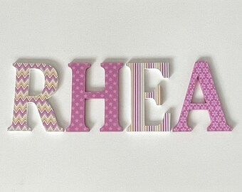 Wood Letters-Nursery Letters- Pink & Yellow,Price Per Letter- Custom made Many other designs available