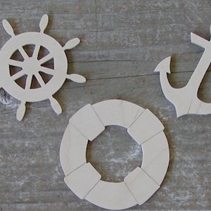 NAUTICAL Wood Cut-outs, 7 different designs ,Wood cutouts, Unpainted