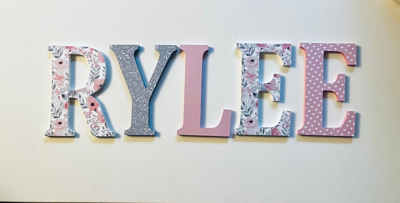 Wood Letters-nursery Decor- Pink & Grey- Price per Letter-custom Made ...