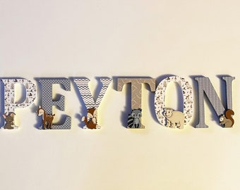 Woodland Animal Wood Letters: Custom Nursery Decor, Price Per Letter