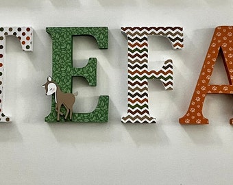 Woodland Animals Nursery Decor Letters: Green, Gold & Orange Theme