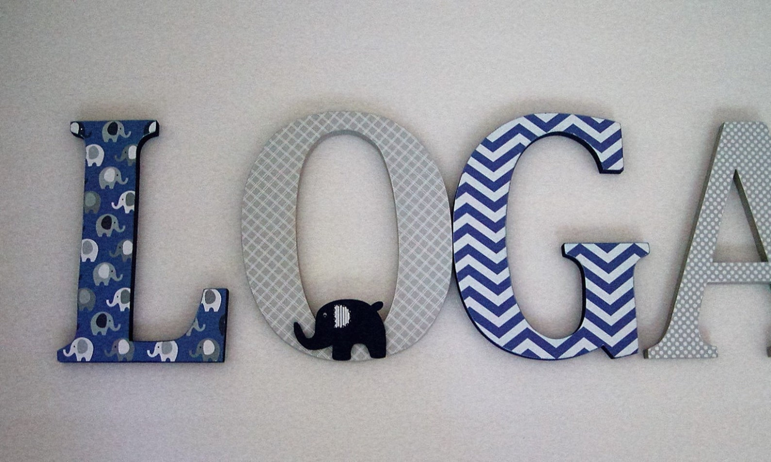 Wood Lettersnursery Decor Navy Blue & Grey Elephant Theme Etsy