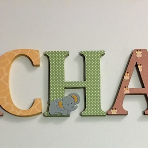 Wood Letters-Nursery Decor- Jungle animals themed- Price Per Letter-Custom made -Other Colors available