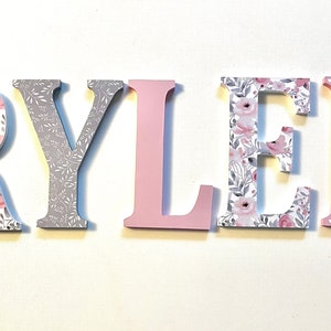 Wood Letters-Nursery Decor- Pink & Grey- Price Per Letter-Custom made -Other Colors available