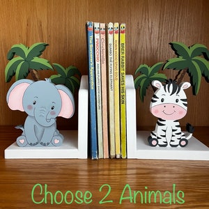 Bookends, Jungle Animal Bookends, Safari Animals, Nursery Decor, Custom Animals available