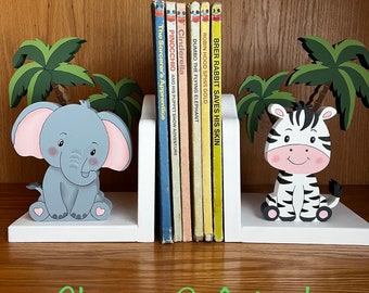 Bookends, Jungle Animal Bookends, Safari Animals, Nursery Decor, Custom Animals available