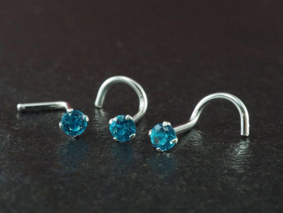 925 Sterling Silver 1.5mm Small Tiny Aqua Aquamarine Topaz Crystal Stud Earrings
