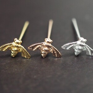 Bee Nose Stud, Bumble Bee Stud, 20g Silver Nose Ring, Insect, Animal Unique Nose Screw, Nose Piercing L Nose Stud, Gold Nose Ring, Rose Gold