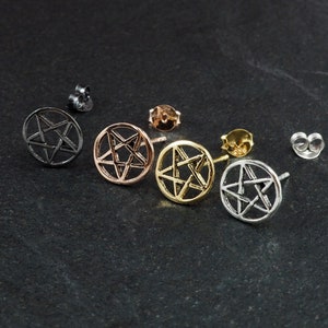 Pentagram ster oorknopjes stud groot pentagram kraakbeen oorstekers oorbellen heren zilver goud rosé goud zwart, meisjes, verkocht per paar