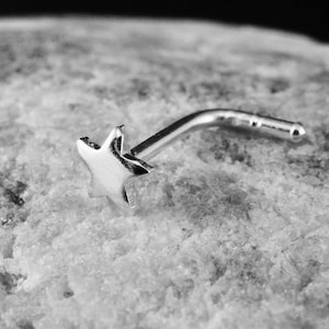 1Pc 20gauge (0.8mm) Sterling Silver Nose Ring Nose Stud L Shap Star 1/8&quot; (3mm)
