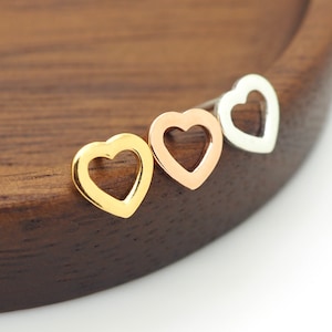 Heart Earrings, Silver Ear Stud, Tiny Small Minimalist Simple Plain, Silver, Gold Earrings, Rose Gold Earring