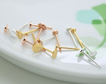 Hammered Disc Flat Circle Round Dot Cartilage Stud Earrings, Tiny Small Minimal Simple, Sterling Silver, Gold Plated Stud, Sold in Pair