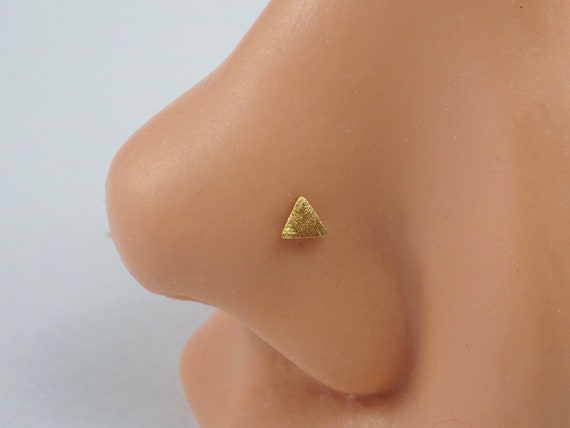 Silver Nose Stud Unique Nose Ring Minimal Nose Screw Triangle Nose Ring 925 Sterling Silver 3mm Cartilage Ear Stud 1 Piece