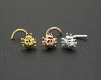 Bug Nose Stud, Insect Nose Ring, Ladybug, Fly, Animal Unique Nose Screw, 22g 20g 18g Silver Gold Rose Gold Nose Piercing, 1 Piece
