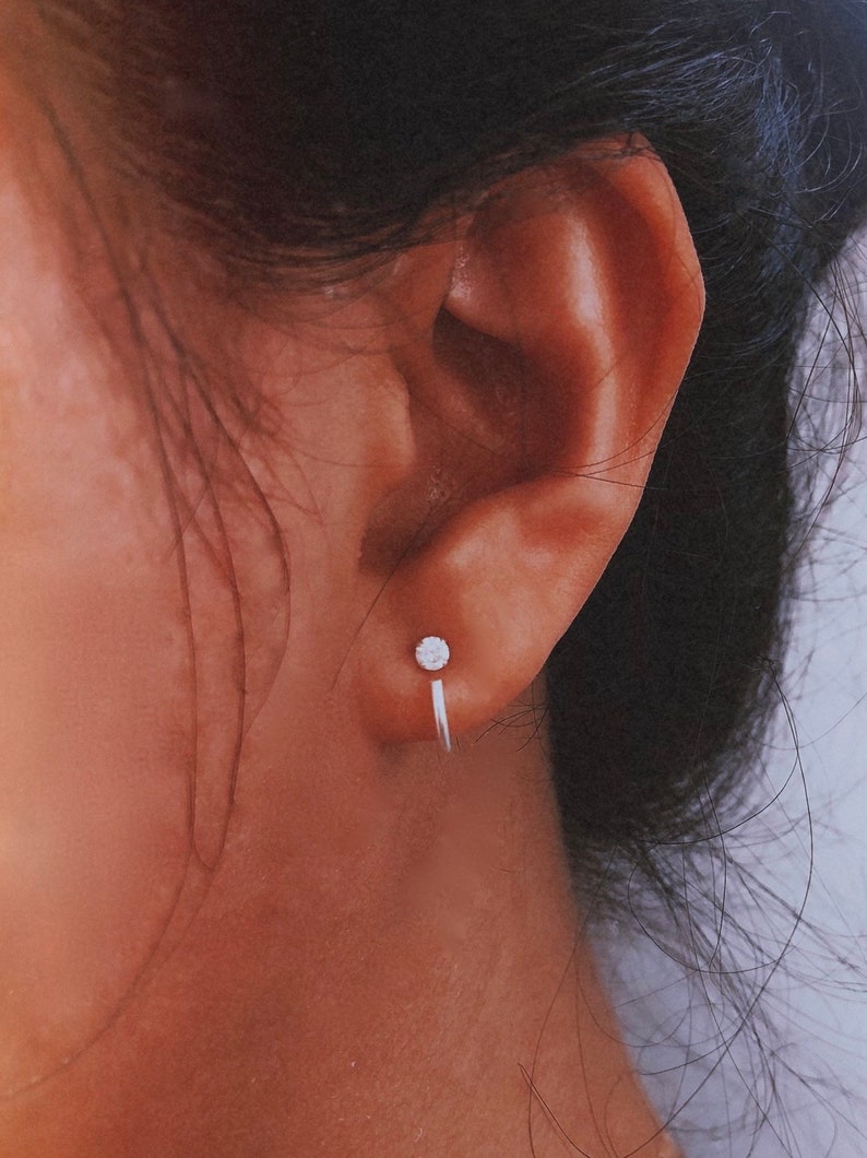 16 Gauge Hug Hoop Earring Huggie Hoop Open Twist Piercing 2mm Etsy