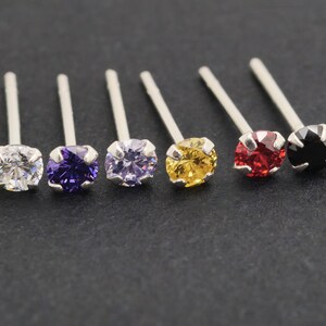 CZ Diamond Earrings, Crystal Ear Stud, Silver Ear Stud, Tiny Earring, Small Ear Stud, Cartilage Ear Stud, Minimalist Ear Stud, 3mm CZ, 1Pair