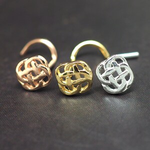 Knot Nose Stud, Tie Nose Ring Piercing, Unique Nose Screw, Silver Nose Stud, Gold Rose Gold Plated, 20g Nose Piercing, 1 Piece