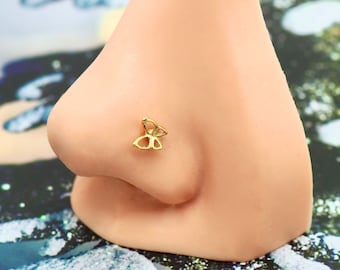 Schmetterling Nasenstecker, Insekt Tier Einzigartige Nasenring, Nasenschraube L Nasenstecker, Silber Gold Rose Gold, klein, 22g 20g 18g Nasenstecker