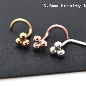 22g 20g 18g Trinity Nose Stud Silver Gold Rose Gold Nose Ring Unique Nose Jewelry Nose screw Tribal 3 Three Triple Dots Balls Nose Piercing