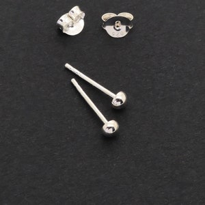 Sterling Silver Stud Earrings, 3mm Half Ball Earrings, Small Tiny Circle Dot Ear Stud, Cartilage Earrings, Minimalist, Men, Women, 1pair