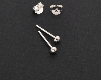 Sterling Silver Stud Earrings, 3mm Half Ball Earrings, Small Tiny Circle Dot Ear Stud, Cartilage Earrings, Minimalist, Men, Women, 1pair