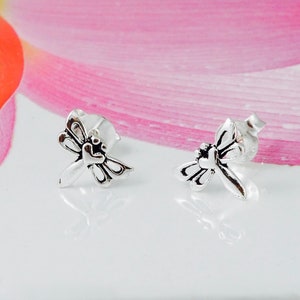 Silver Earrings, Animal Ear Stud, Plain Silver Earrings, Minimalist Ear Stud, Helix, Tragus, 20 gauge Earrings, Simple Plain Stud, Dragonfly