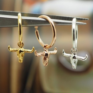 Baumeln Hoop Ohrring, Büffel, Charm Ohrring, Endlos Twist Hoop Schlicht, Schlicht, Knorpel Silber Gold Roségold Ring Hoop, 1 STÜCK