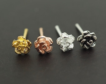 Sterling Silver Earrings, Flower Ear Stud, Cartilage Earrings, Minimalist, Gold Earring, Small Tiny Simple Plain Ear Stud, Sold in Pair