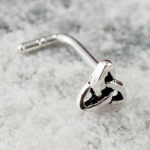 1Pc 20gauge (0.8mm) Sterling Silver Nose Ring Nose Stud L Shap Trinity Celtic Knot 5/32&quot; (4mm) N21