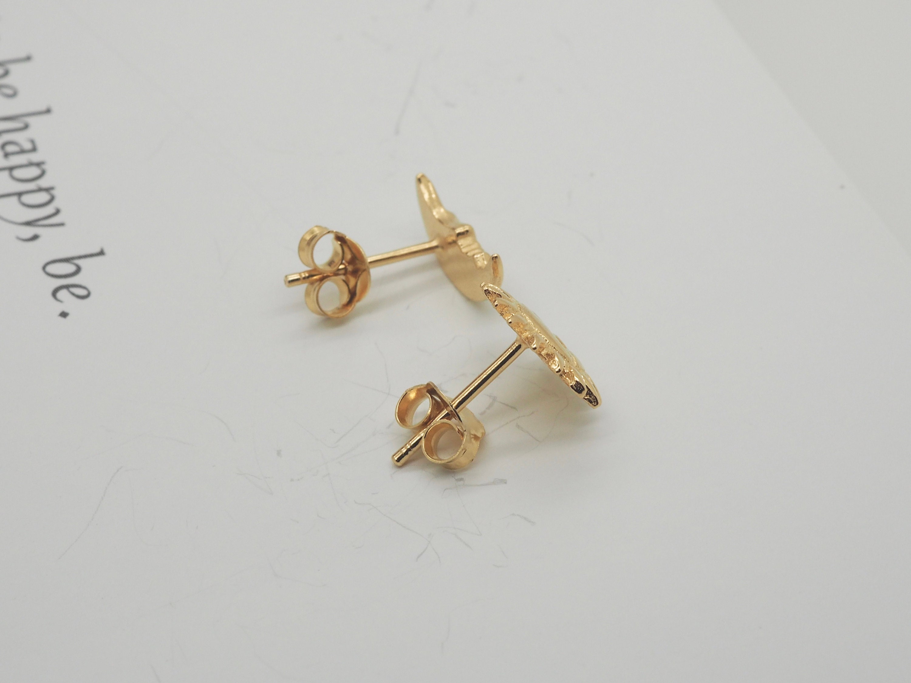 Moon and Sun Earrings Mismatched Stud Cartilage Stud Gold - Etsy
