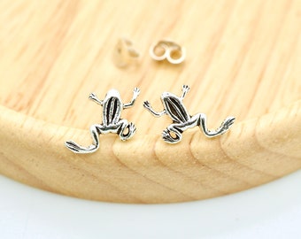 Frog Earrings, Cartilage Ear Stud, Animal Ear Stud, Reptile Earrings, Sterling Silver Earrings, Simple Plain Ear Stud, Small Earrings, Pair
