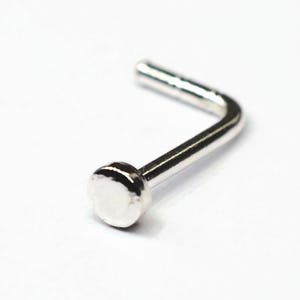 1Pc 20gauge (0.8mm) Sterling Silver Nose Ring Nose Stud L Shap  Round Disc 2mm