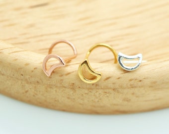 Moon Nose Stud, Nose Screw, Sterling Silver Nose Jewelry, Unique Nose Ring, Gold, Rose Gold Nose Stud, Piercing 18g 20g 22g, 5mm Moon