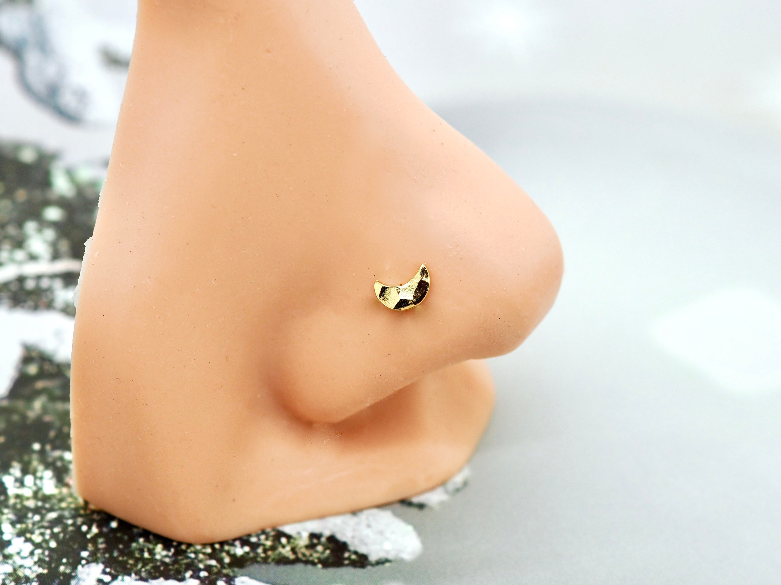 Moon Nose Stud Celestial Nose Screw Silver Nose Jewelry Etsy