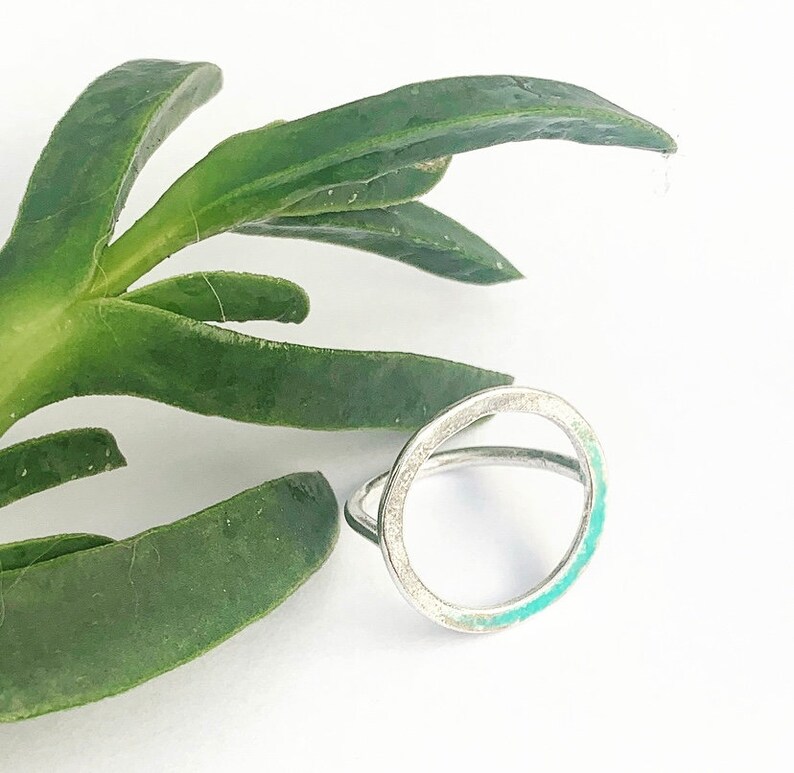 Gifts for her Enameled Ring Circle Ring Brass Ring Round Ring Halo Ring Silver Ring Statement Ring Enamelled Ring