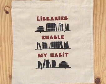Literary tote bags for book lovers, variations, 15x16 inches