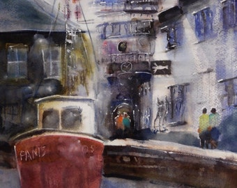 Scène de Prague - aquarelle originale (13'' x 19'') / (33 x 48 cm)