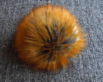 Size S- XXL, (Grey/ Warm Brown flecked) faux fur pom pom 4.5- 7 inches/11- 18 cm